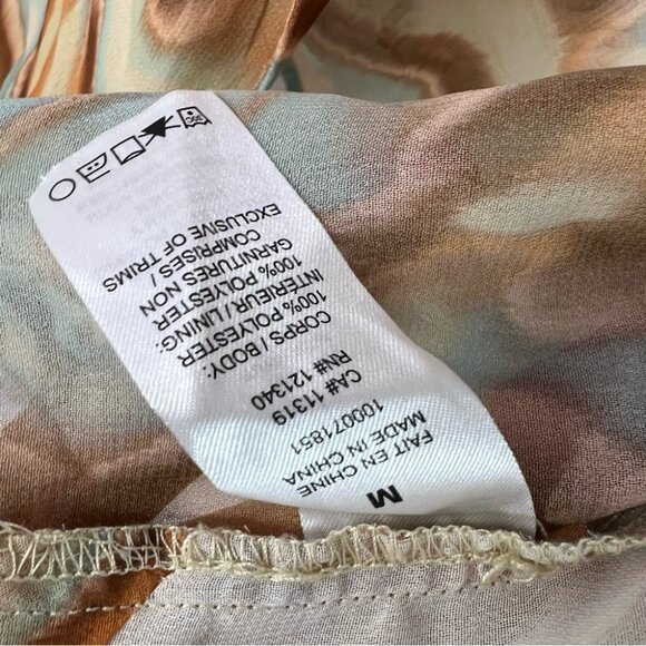 Dynamite blouse tie up swirls ribbon bow front brown Multicolor Tie-Front Blouse - Picture 10 of 11